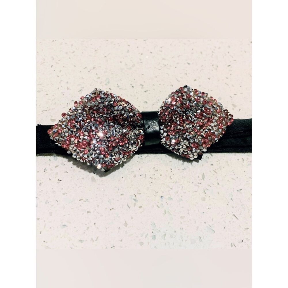 John Sparks Glitter Pink & Silver Bow tie